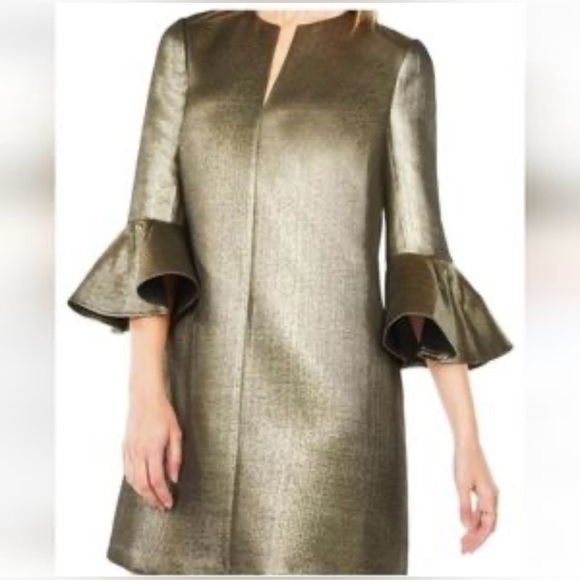 BCBGMaxAZARIA “Judy” Gold Metallic Textured Sheath Dress NWT Party Size XXS - Picture 1 of 8